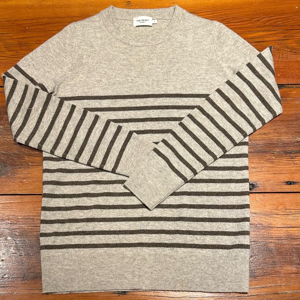 The Reset Crew Neck Sweater, Merino Wool, Tan / Brown, Women's Small